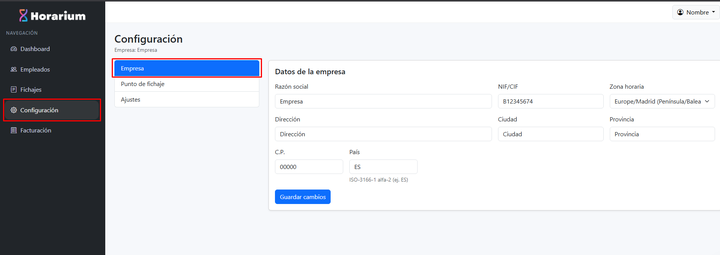 Empresa Configuracion